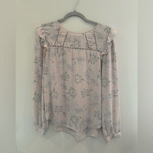 Loft Pink Floral Long Sleeve Shirt